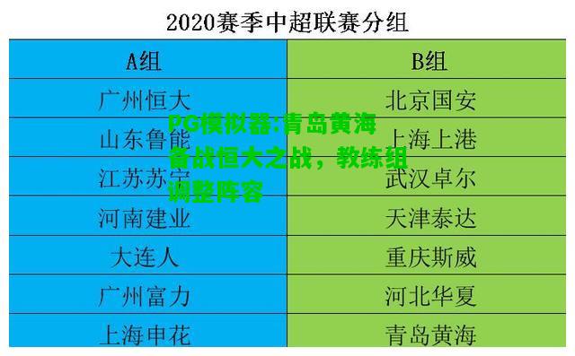 青岛黄海备战恒大之战，教练组调整阵容